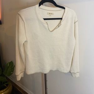 Madewell Cropped Henley Shirt (Small)